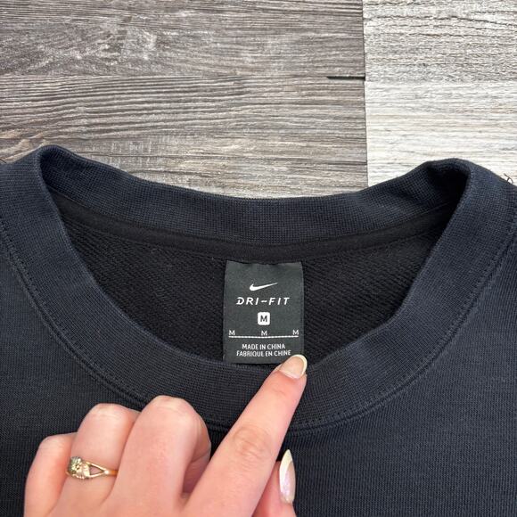 Nike Dri-Fit Black & White Mens L Just Do It Sleeve Spellout Pullover Sweatshirt - Picture 3 of 11